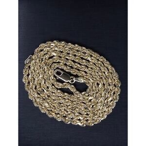 Jewelry Solid 10k Yellow Italian Gold Diamond Cut Rope Chain 22' 3mm